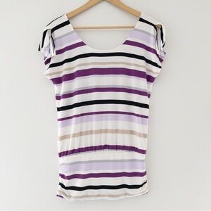 NWT White House Black Market Purple Striped Top